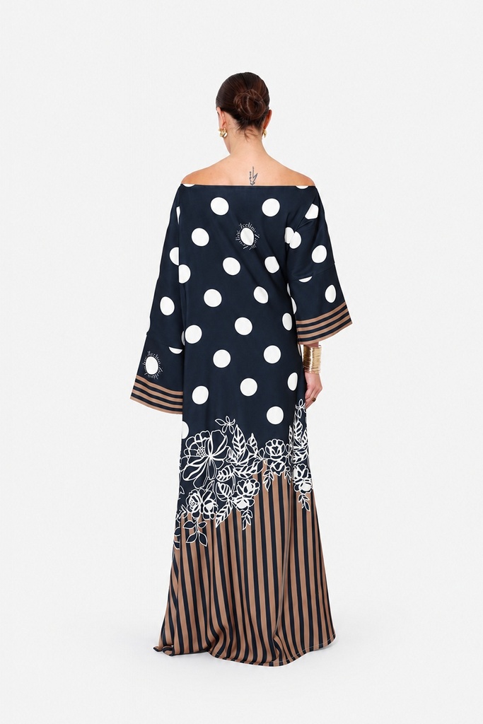 Navy Dot Kaftan — back