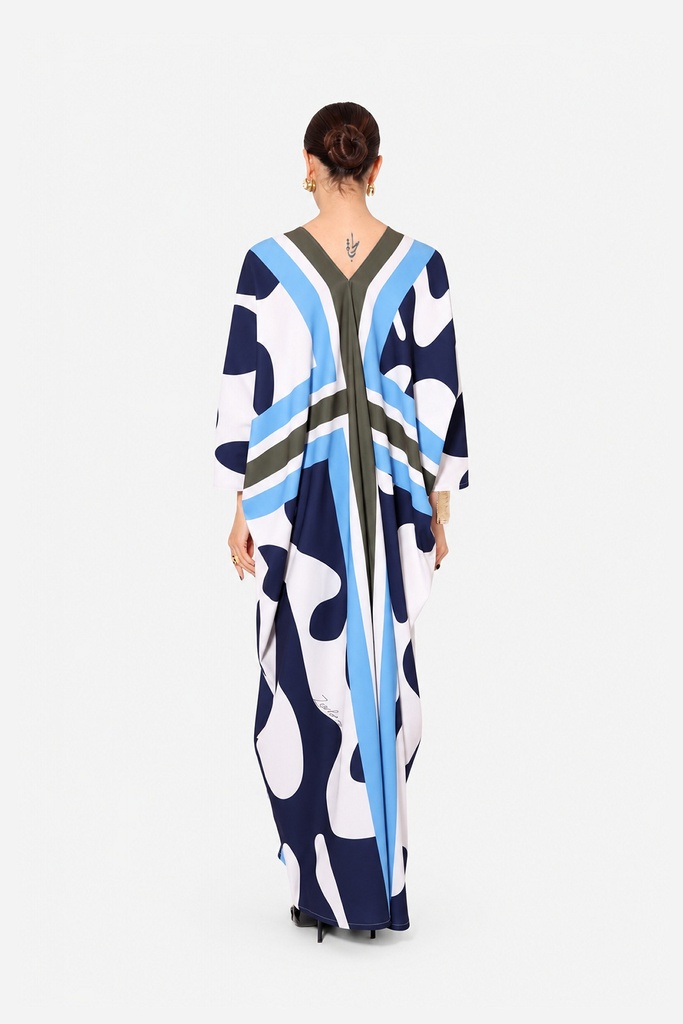 Blue Abstract Kaftan — back