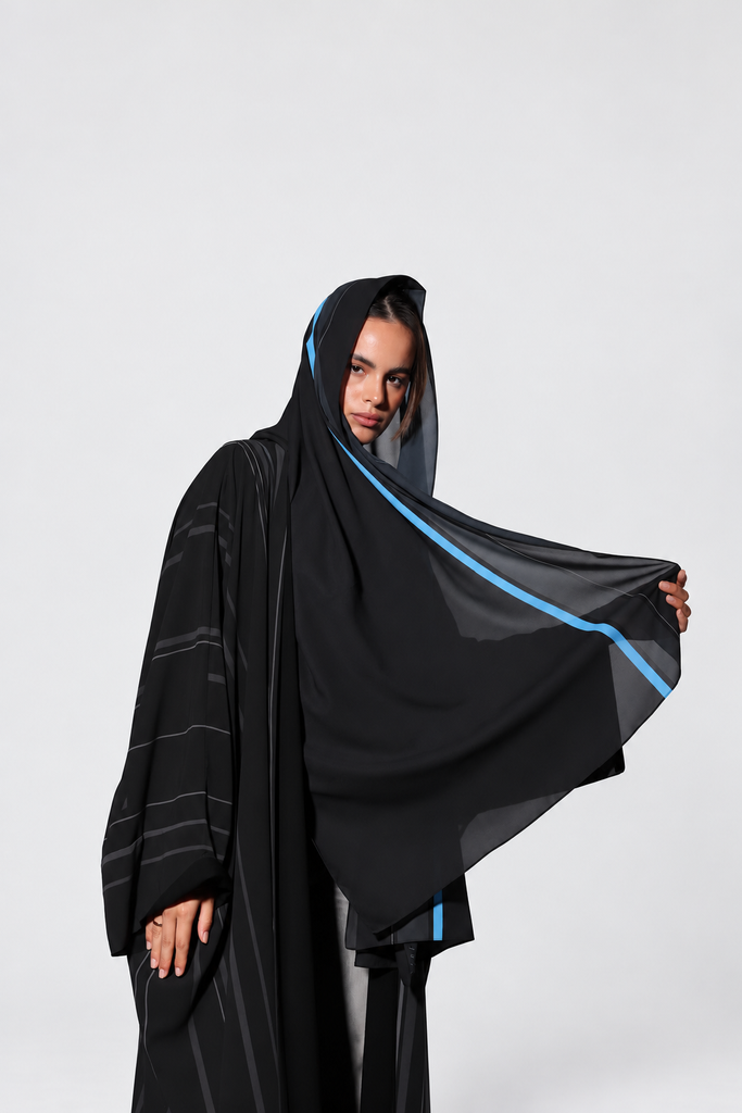 Blue Accent Lines — scarf detail
